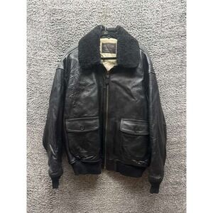 Vintage Top Gun G-1 US Navy Military Leather Flight Jacket Black Mens Size XXL‎